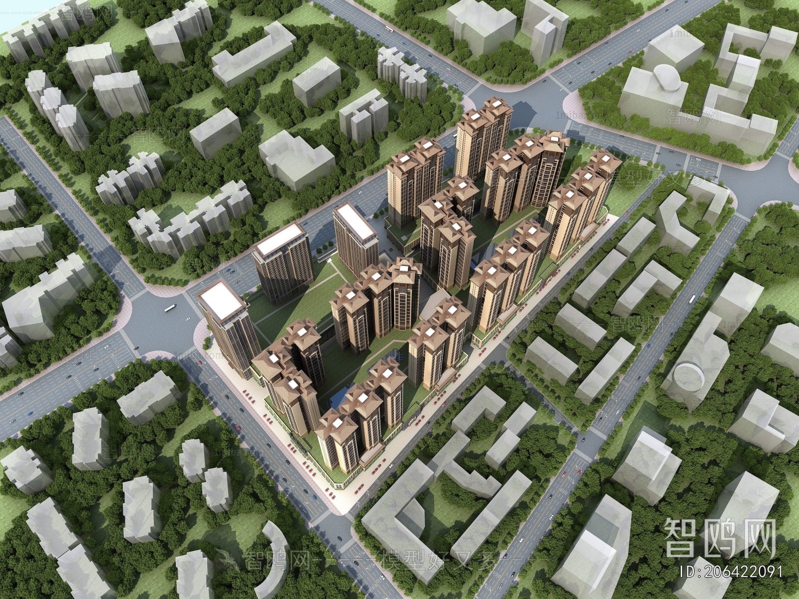 European Style Architectural Bird's-eye View Planning