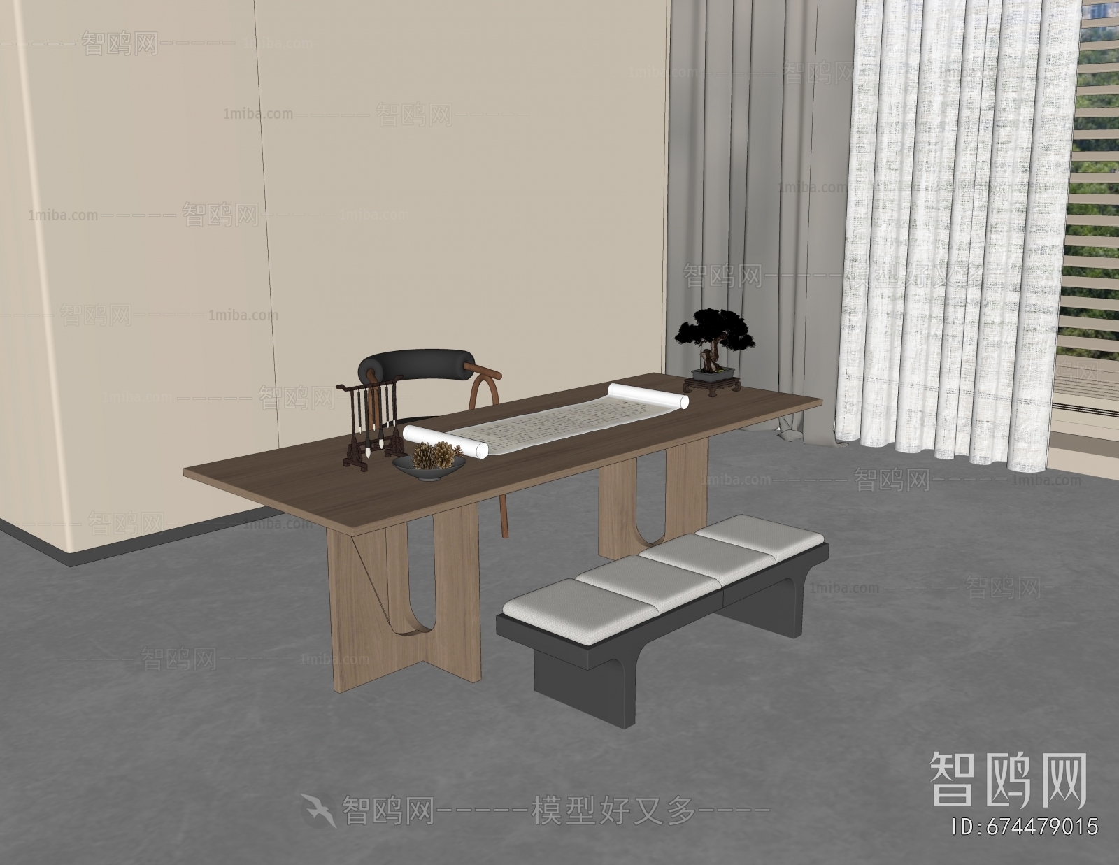 New Chinese Style Computer Desk And Chair