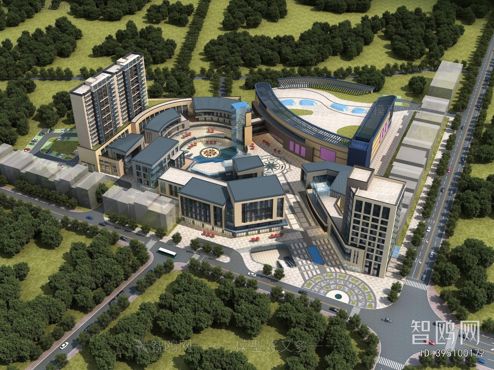 Simple European Style Architectural Bird's-eye View Planning