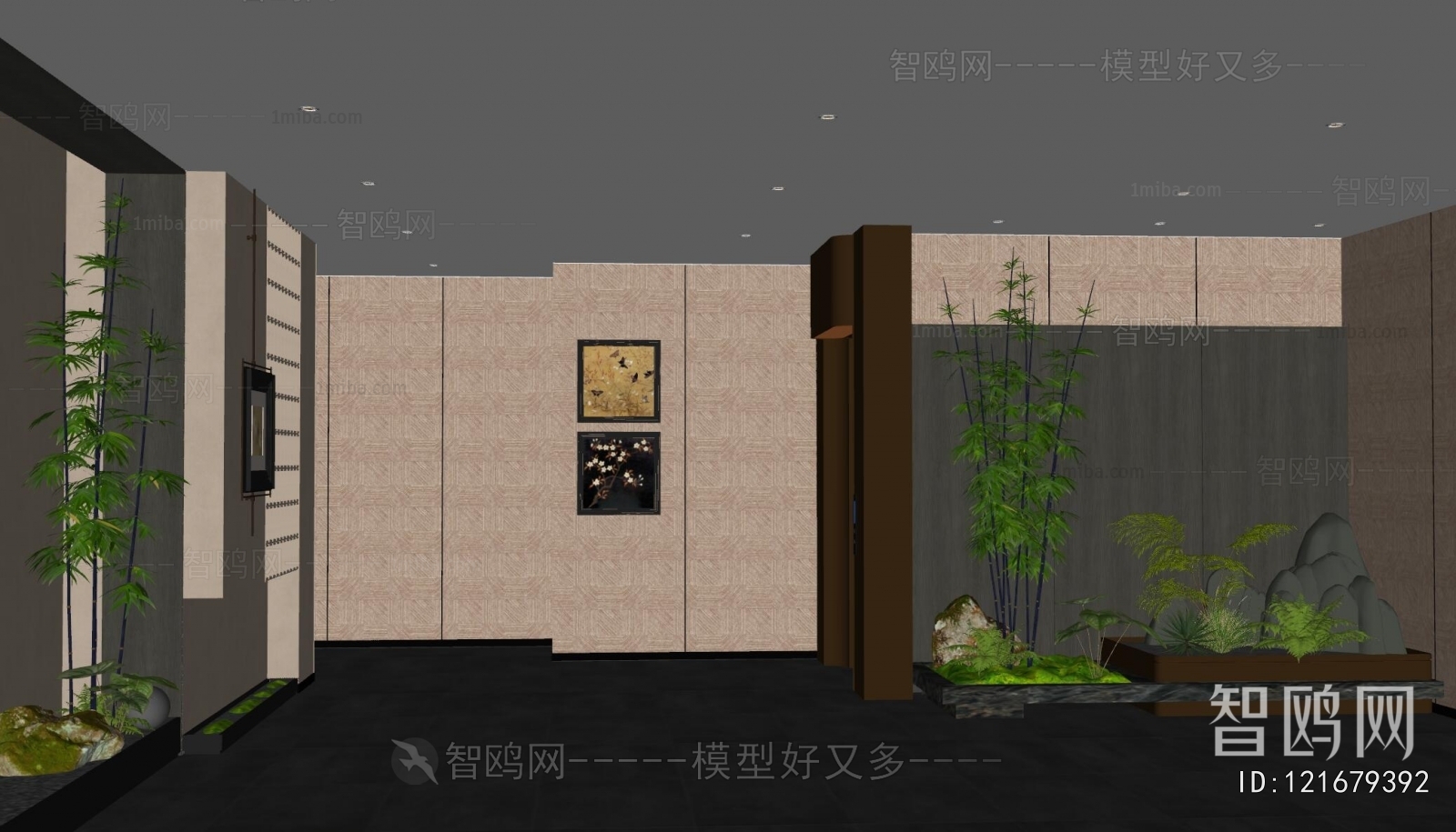 新中式酒店走廊电梯厅
