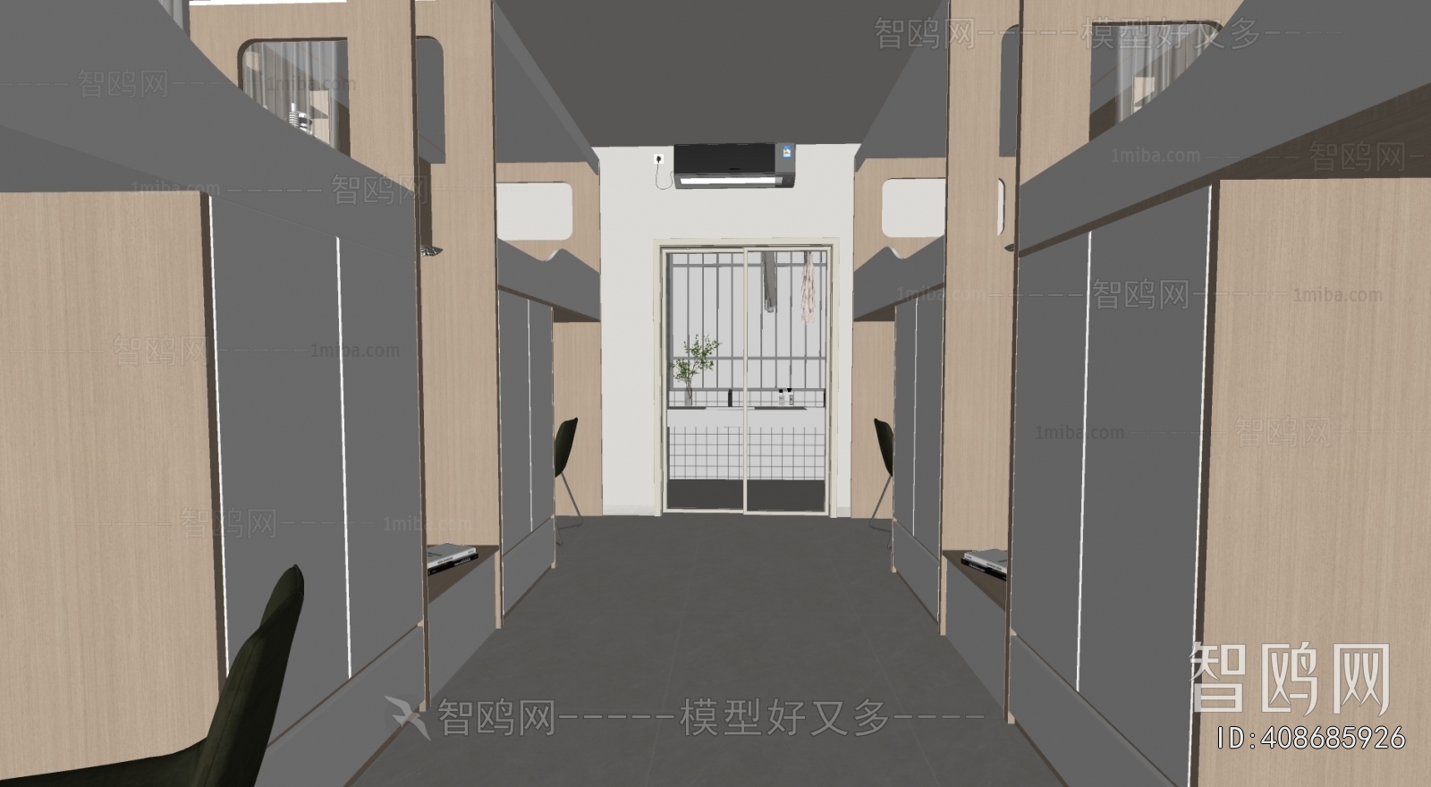 多场景-现代学生宿舍+阳台
