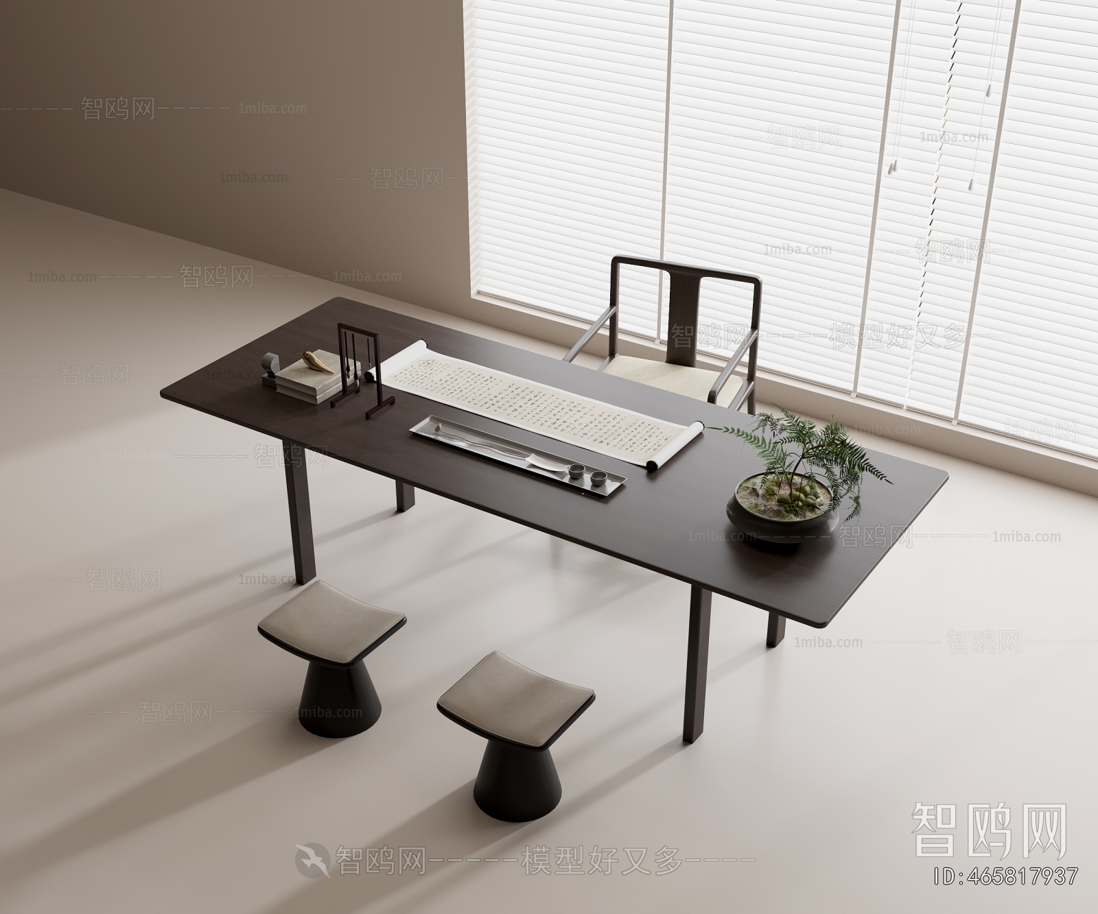 New Chinese Style Computer Desk And Chair