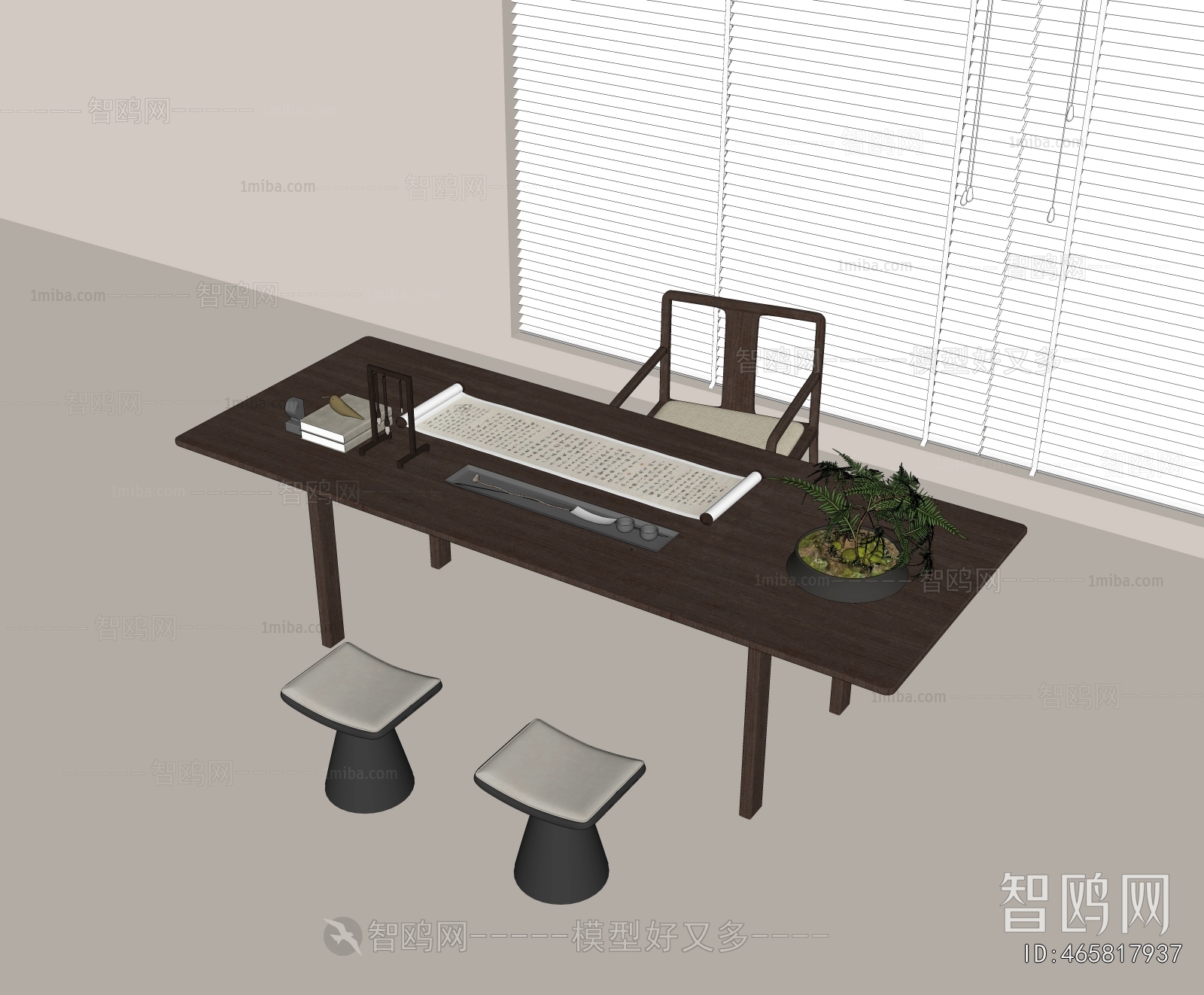 New Chinese Style Computer Desk And Chair
