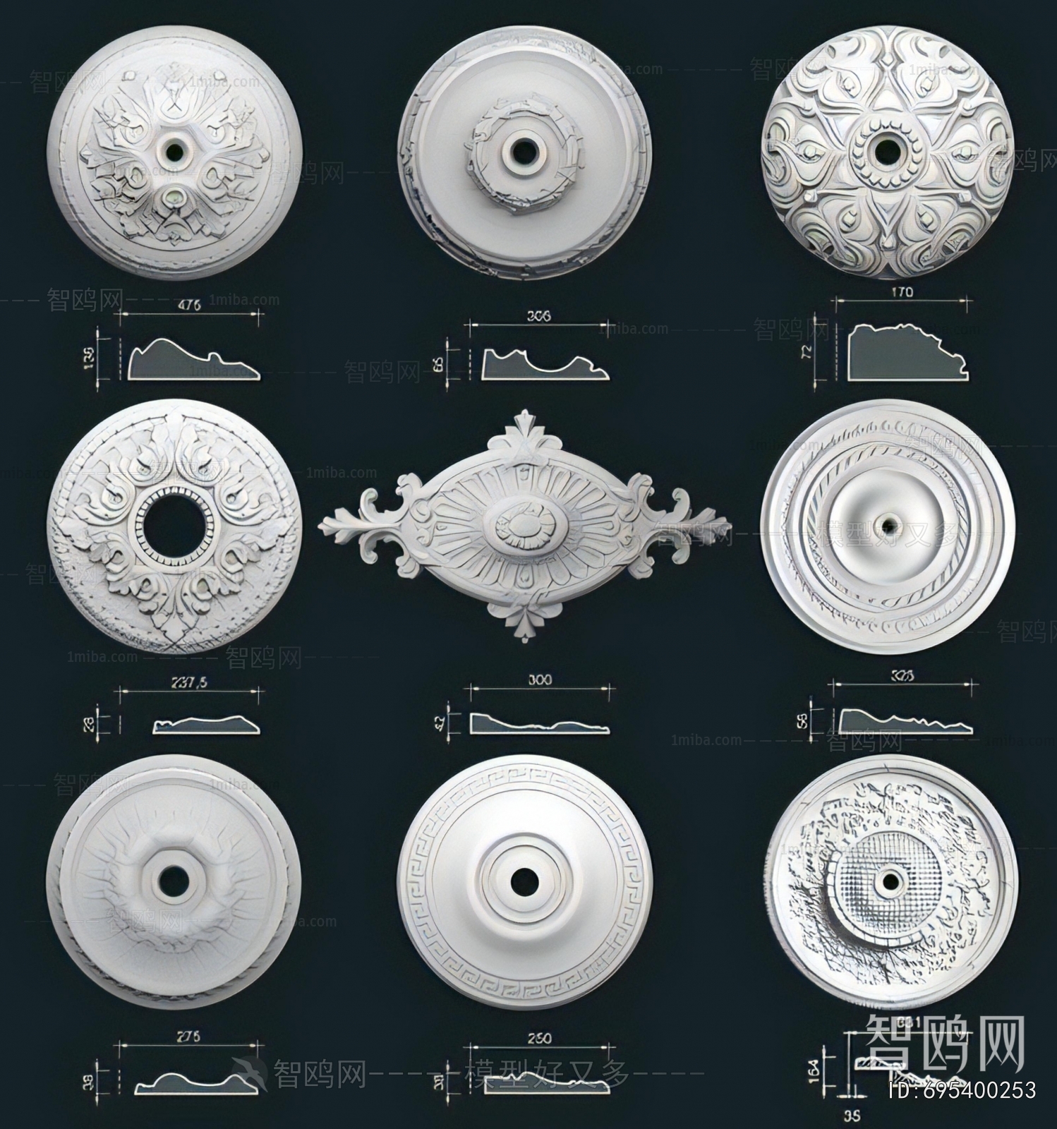 European Style Plaster Carved Top Plate