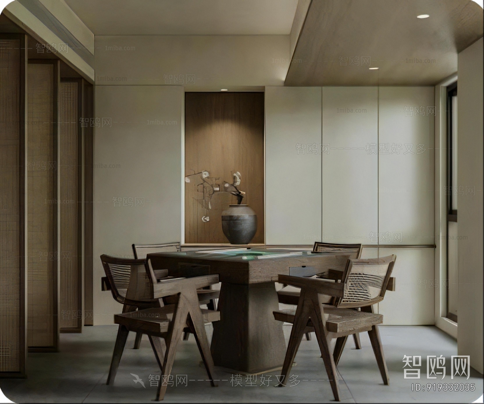 Wabi-sabi Style Chess And Card Room