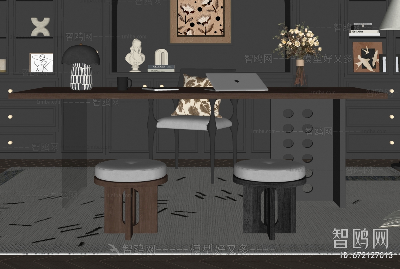 French Style Computer Desk And Chair