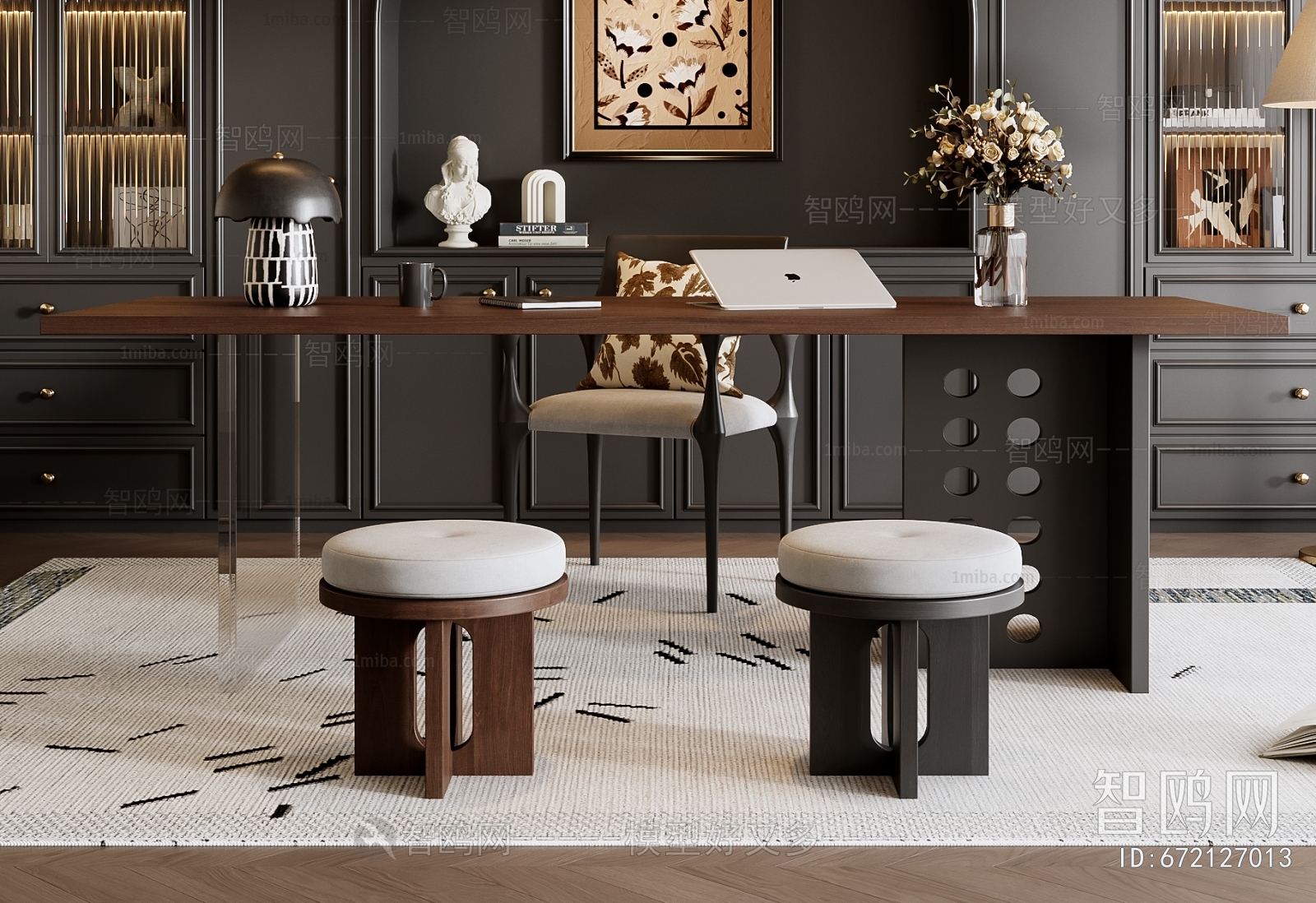 French Style Computer Desk And Chair