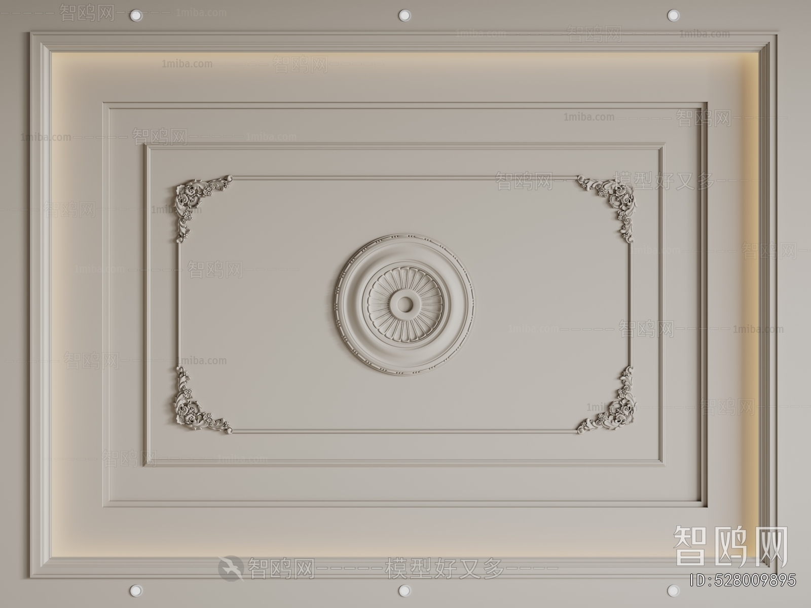 French Style Plaster Carved Top Plate