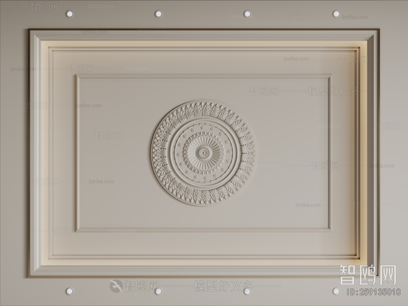 French Style Plaster Carved Top Plate