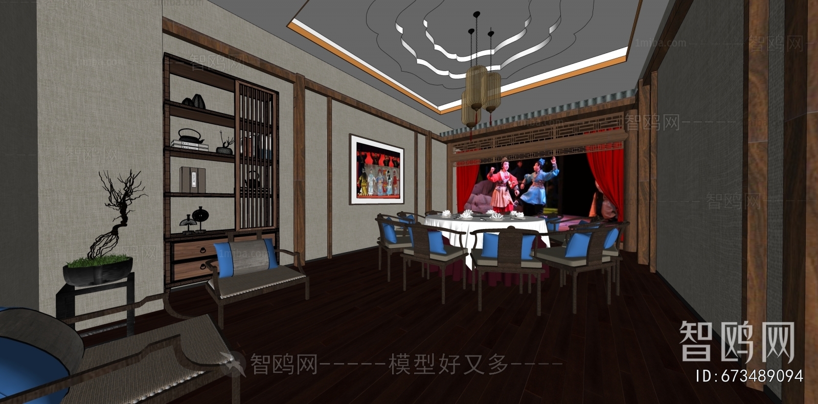 多场景-新中式莆田木偶戏主题餐厅入口+内部+包厢
