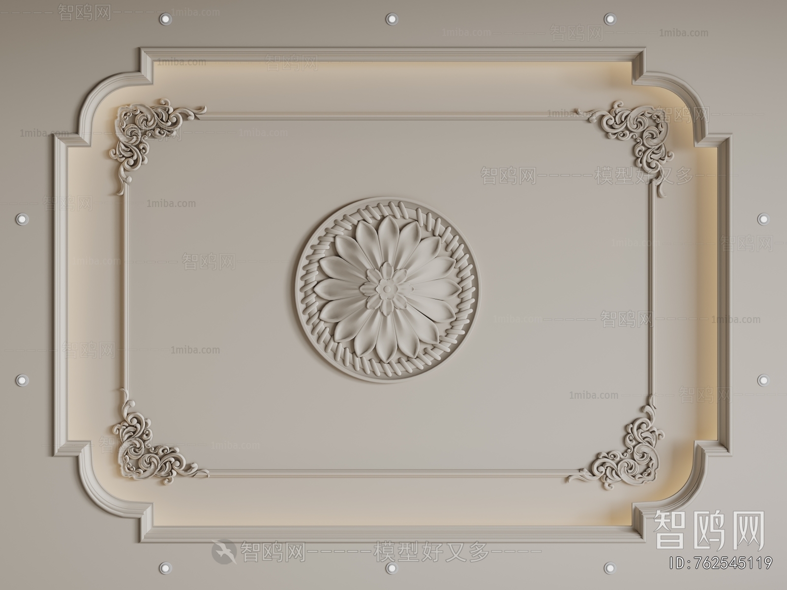 French Style Plaster Carved Top Plate