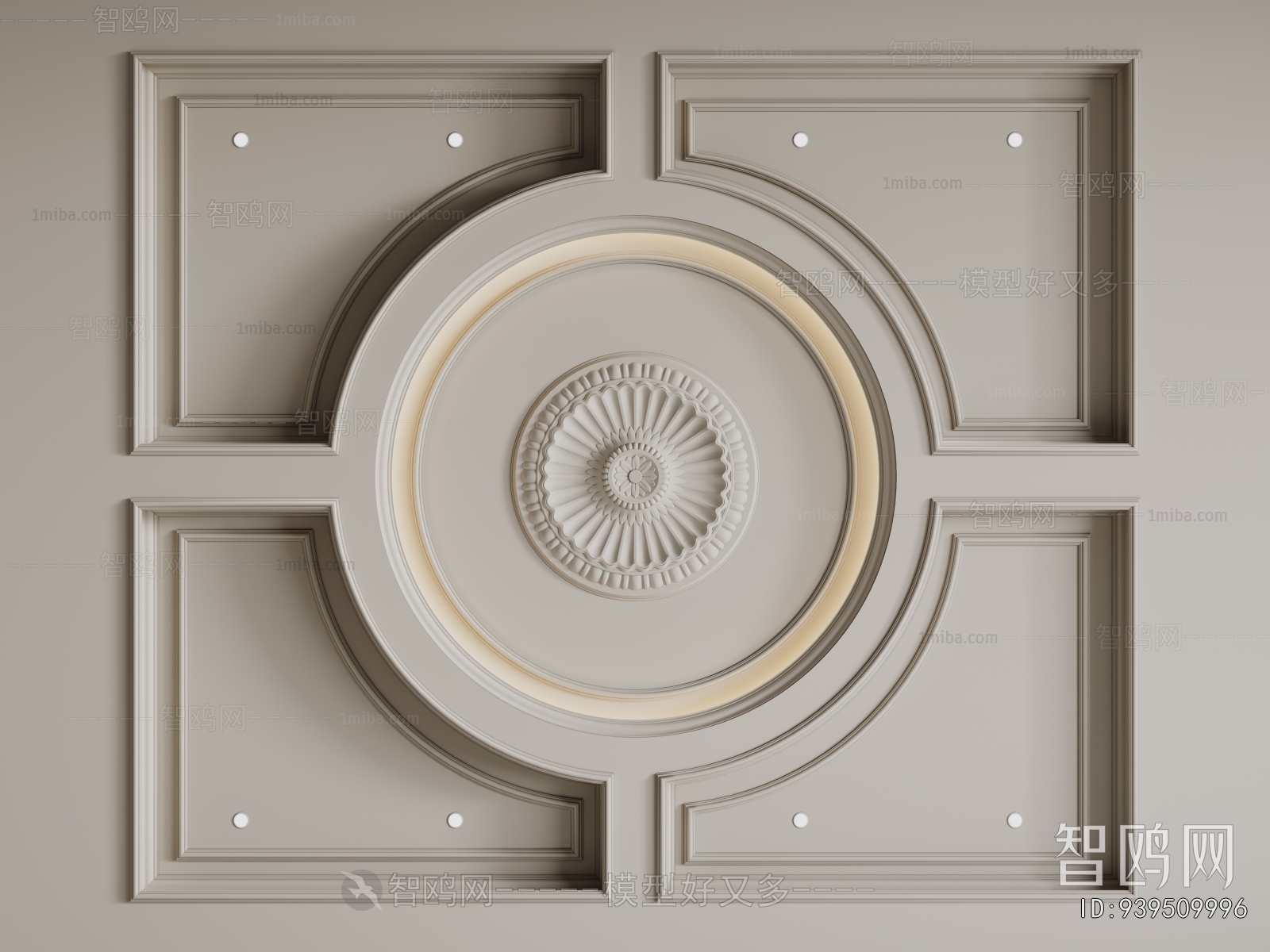 French Style Plaster Carved Top Plate