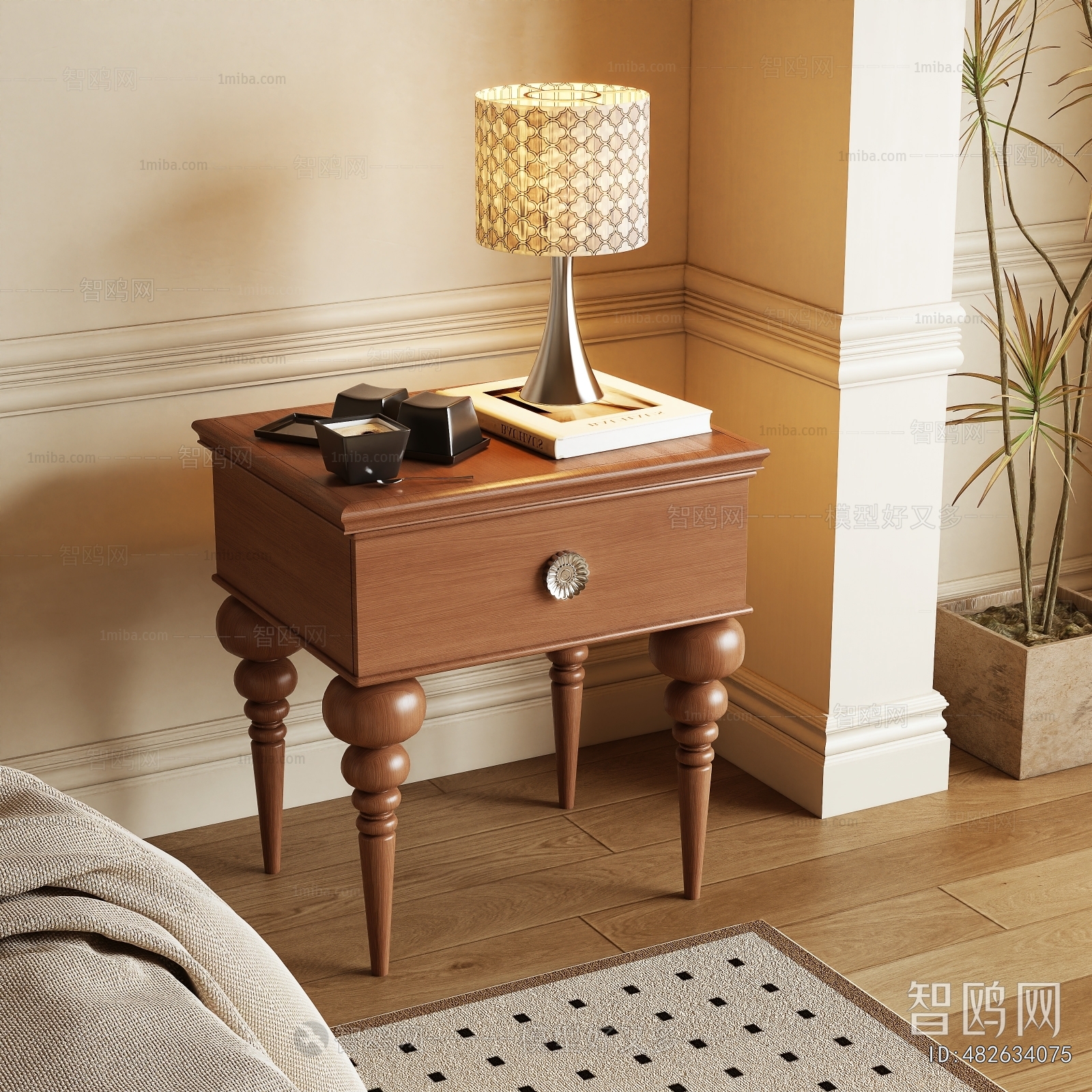 French Style Bedside Cupboard