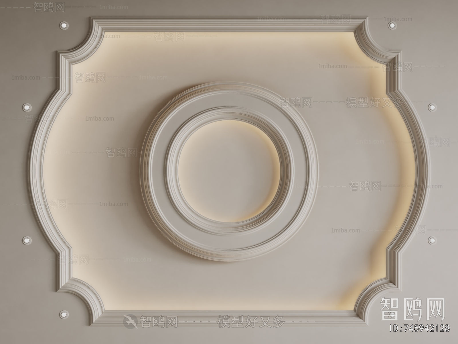 French Style Plaster Carved Top Plate