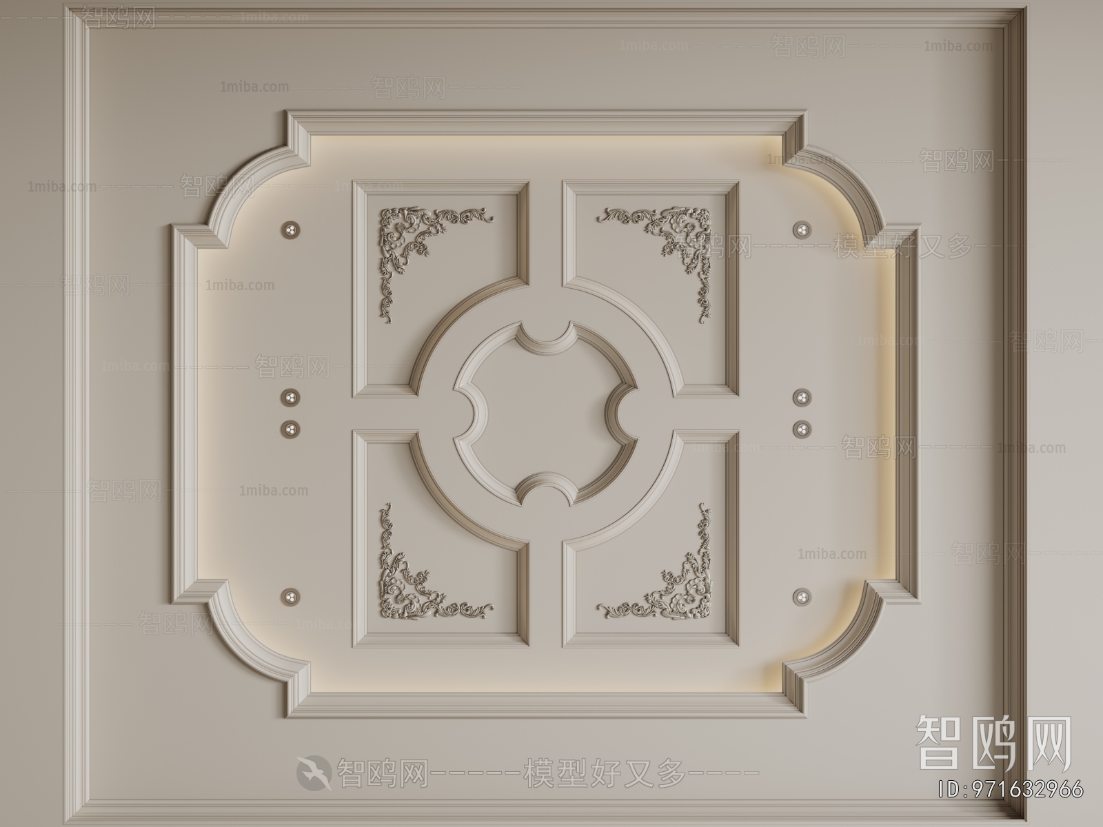 French Style Plaster Carved Top Plate