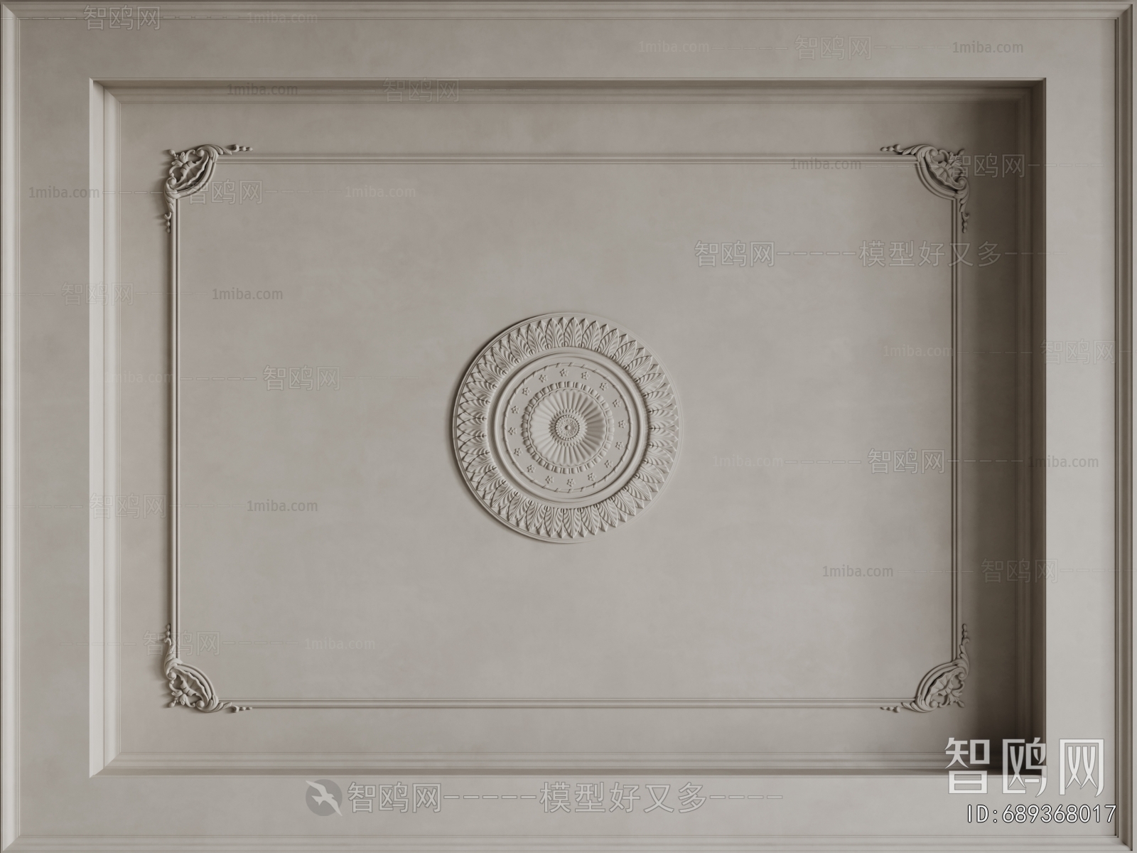 French Style Plaster Carved Top Plate