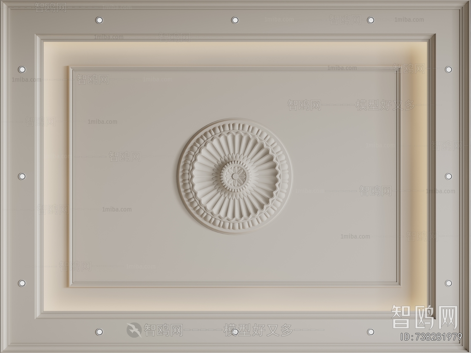 French Style Plaster Carved Top Plate