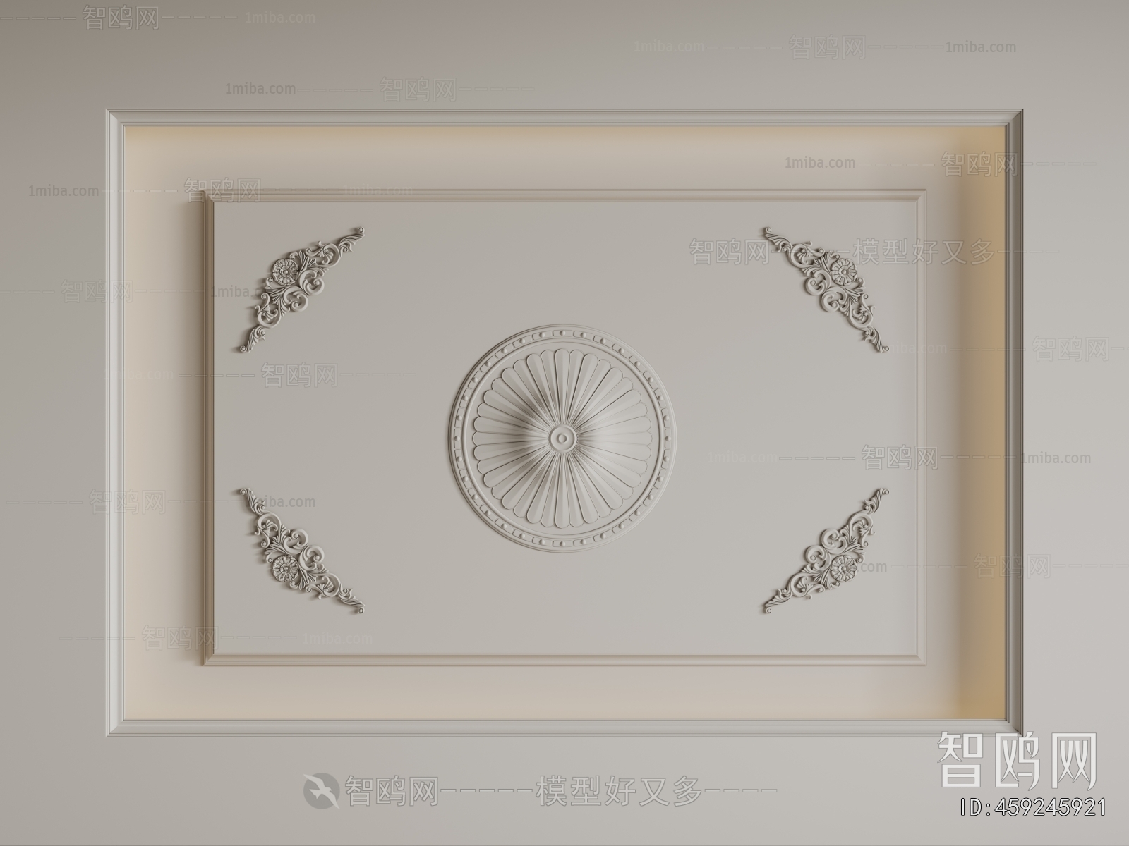 French Style Plaster Carved Top Plate