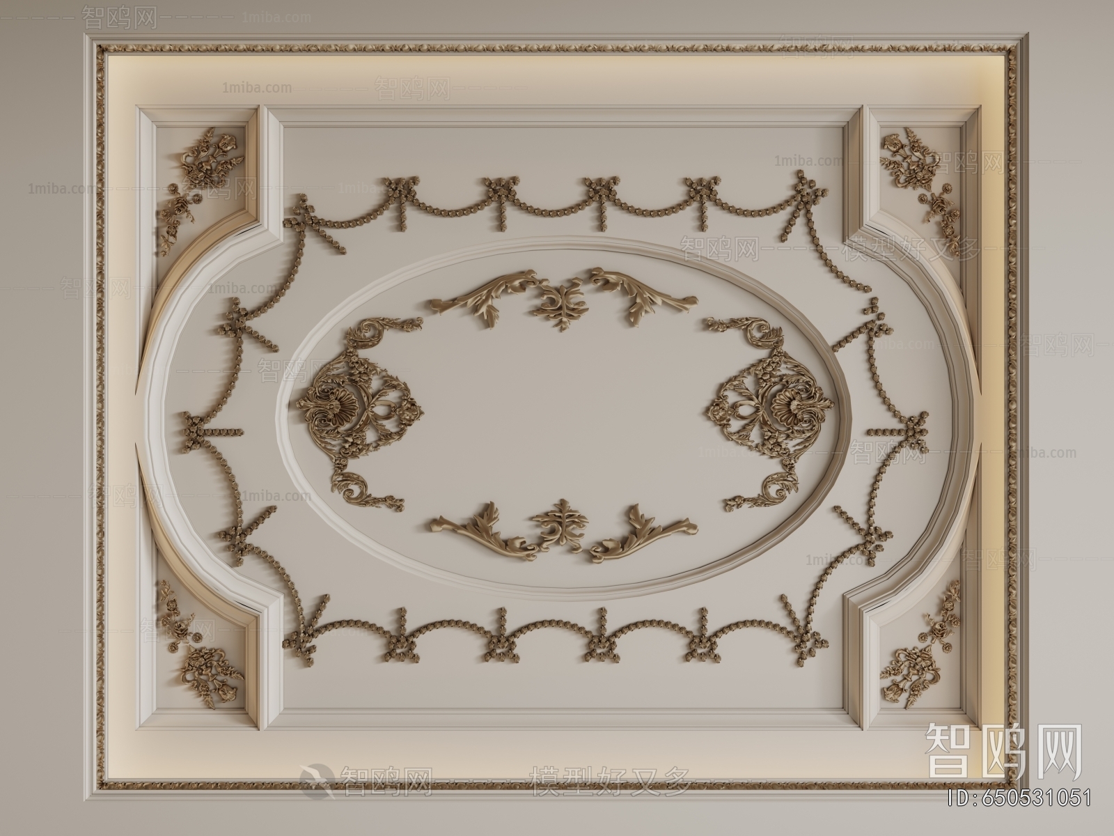 French Style Plaster Carved Top Plate