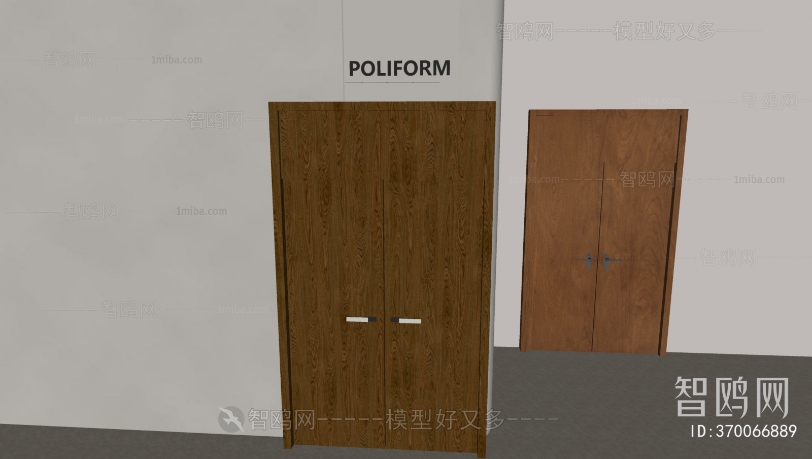 poliform现代中古风实木双开门组合