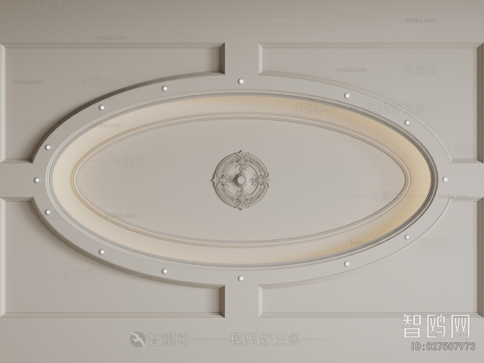 French Style Plaster Carved Top Plate