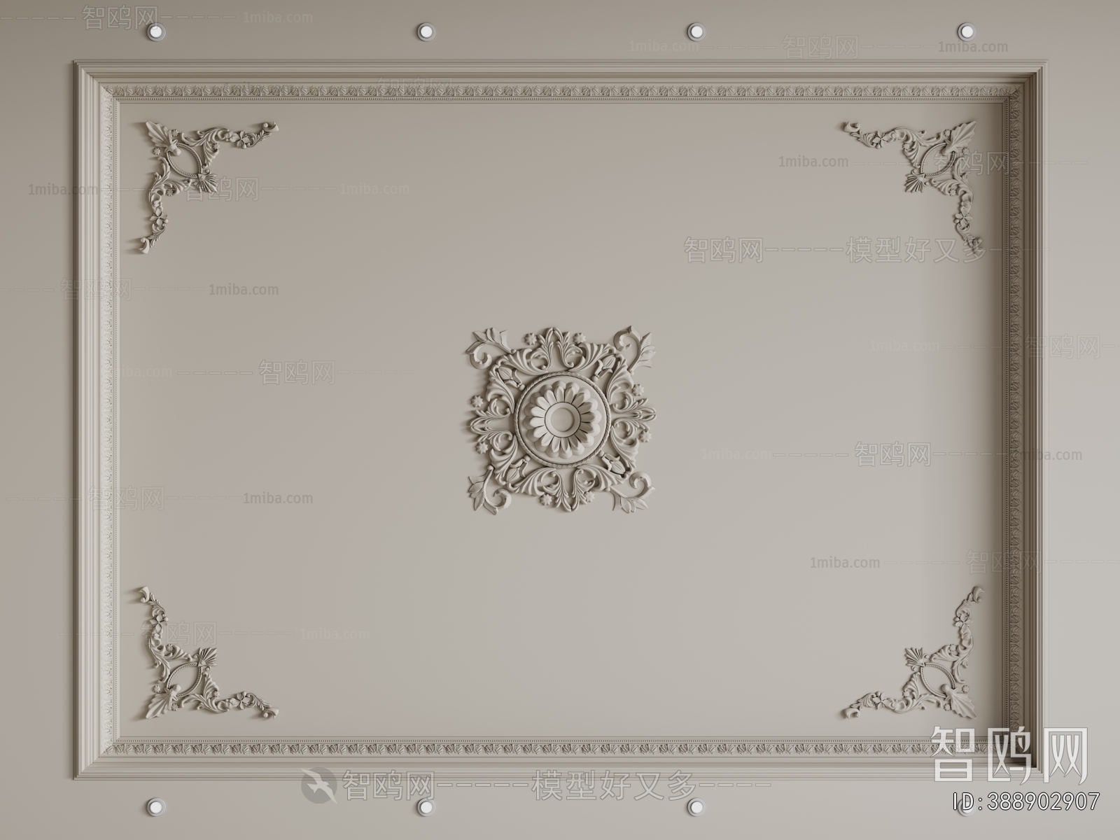 French Style Plaster Carved Top Plate