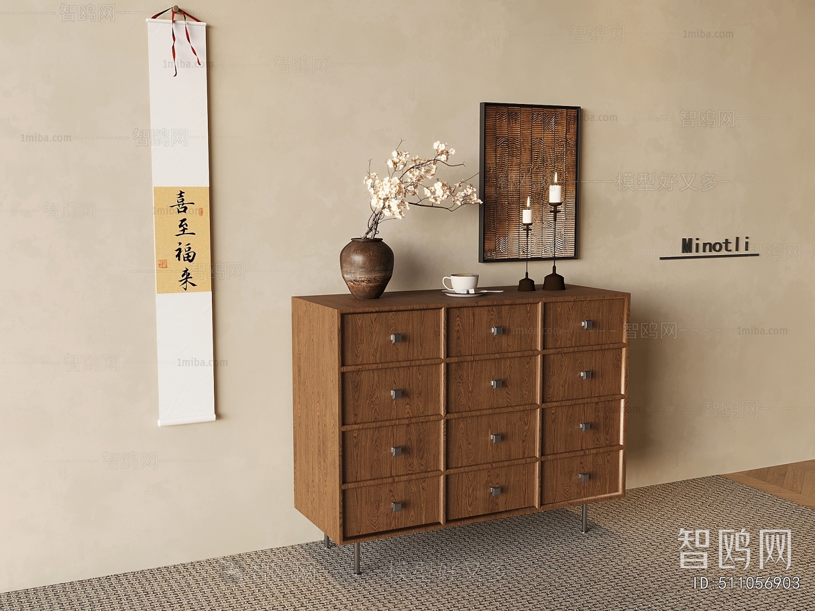 New Chinese Style Side Cabinet