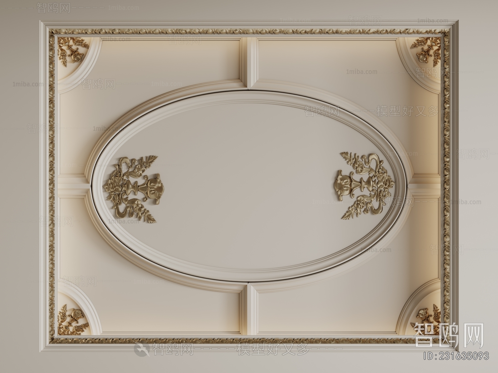 French Style Plaster Carved Top Plate
