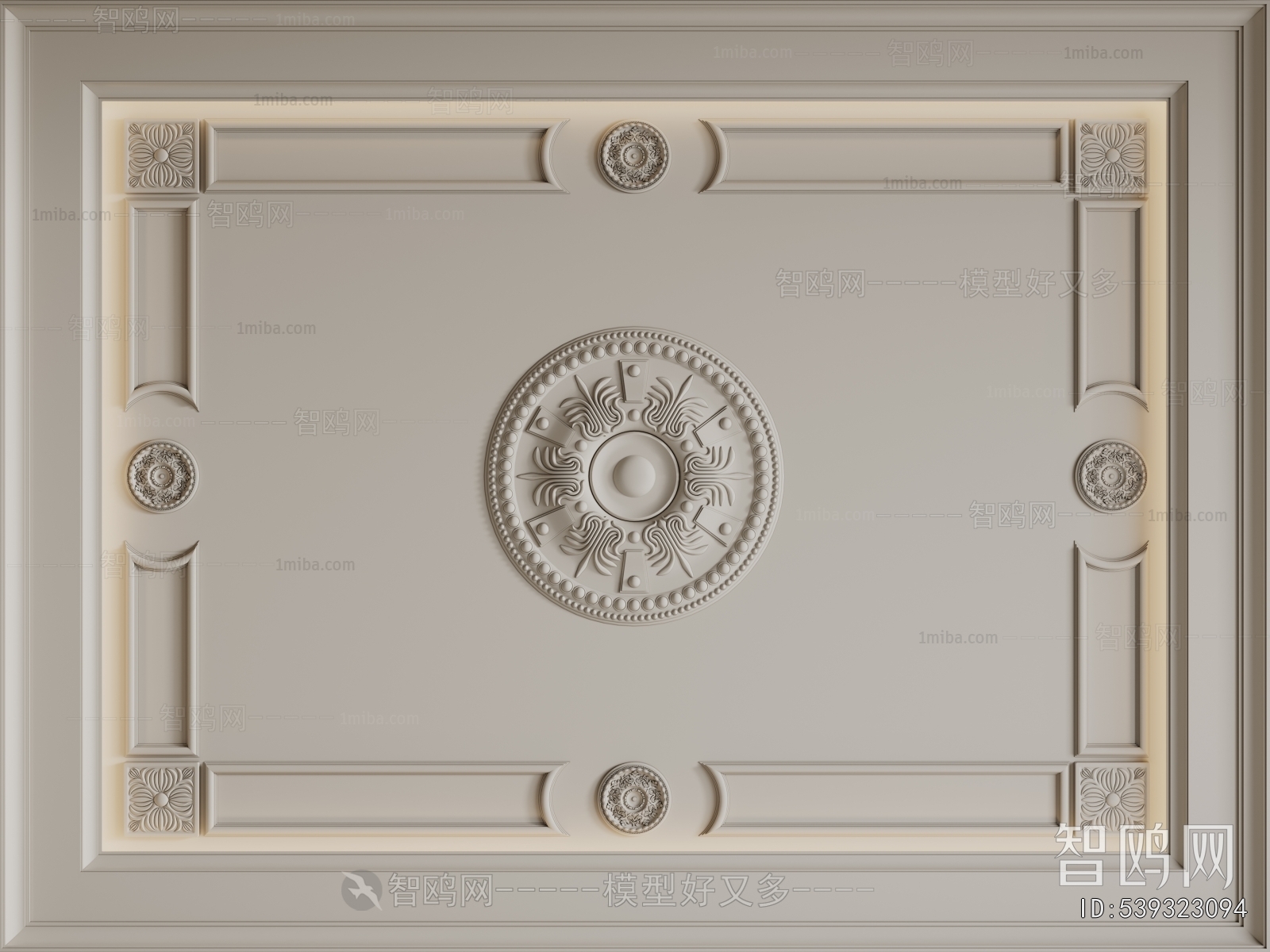French Style Plaster Carved Top Plate