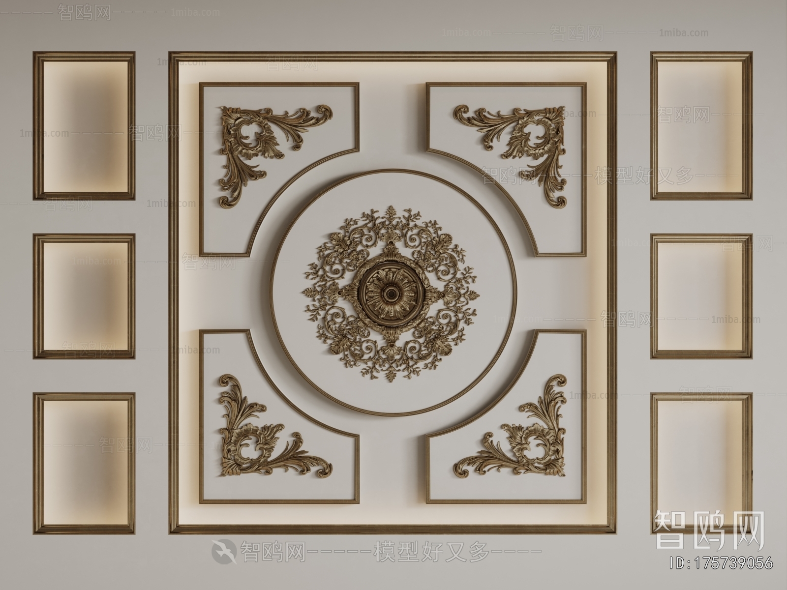 French Style Plaster Carved Top Plate