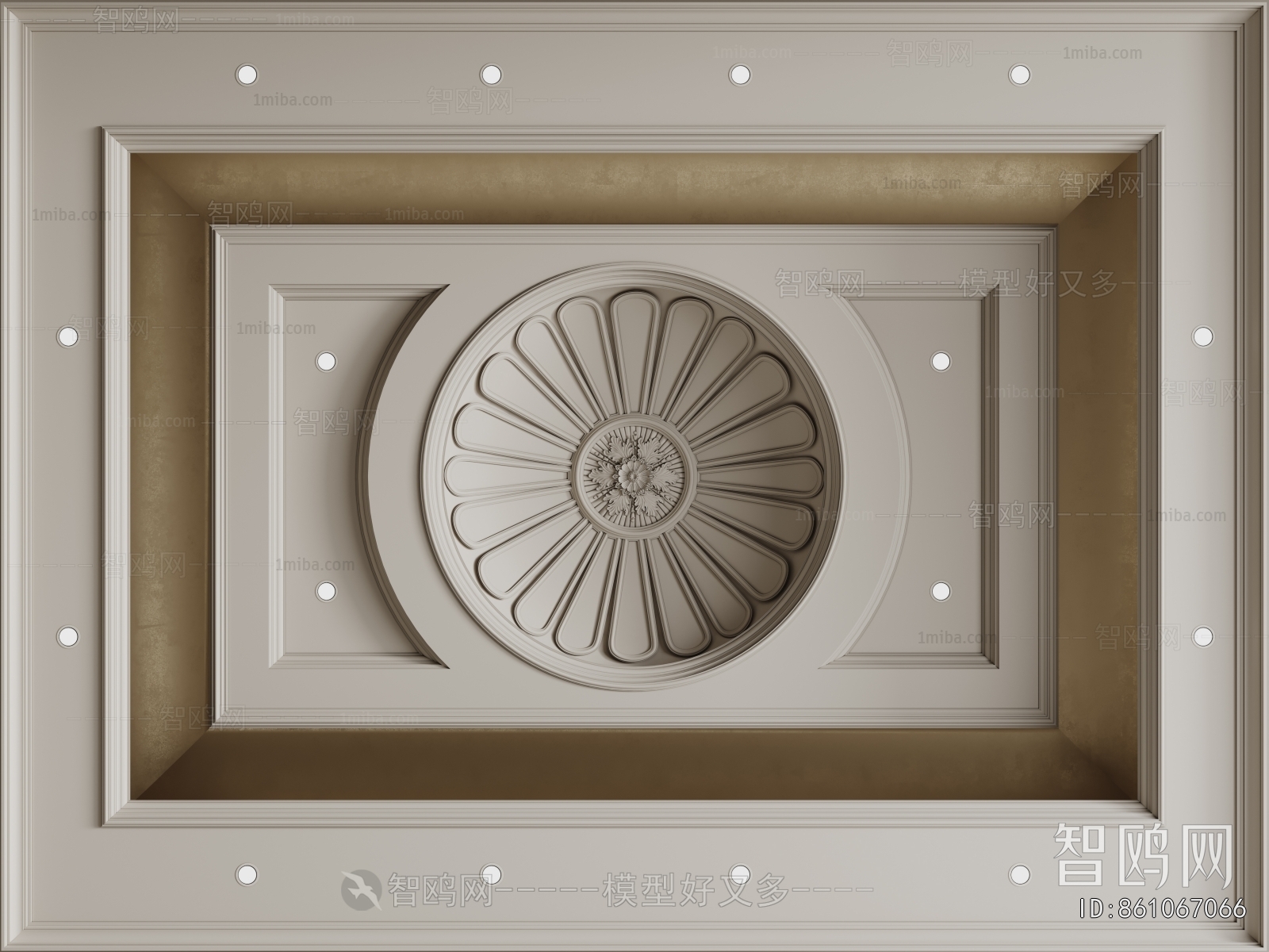 French Style Plaster Carved Top Plate