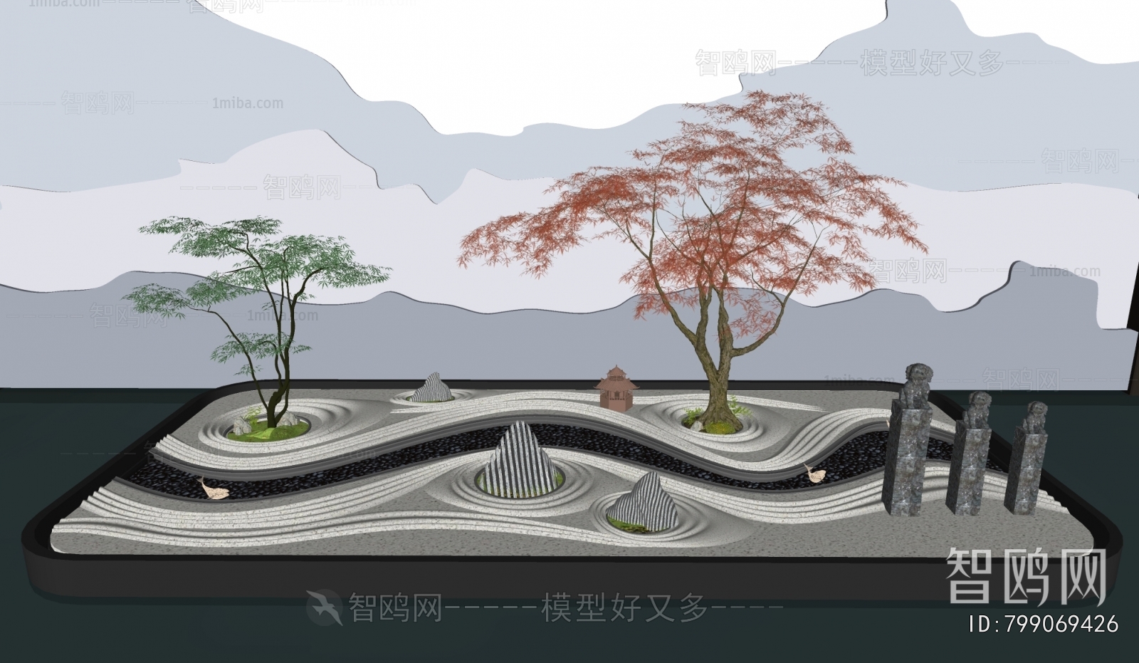 新中式庭院景观小品