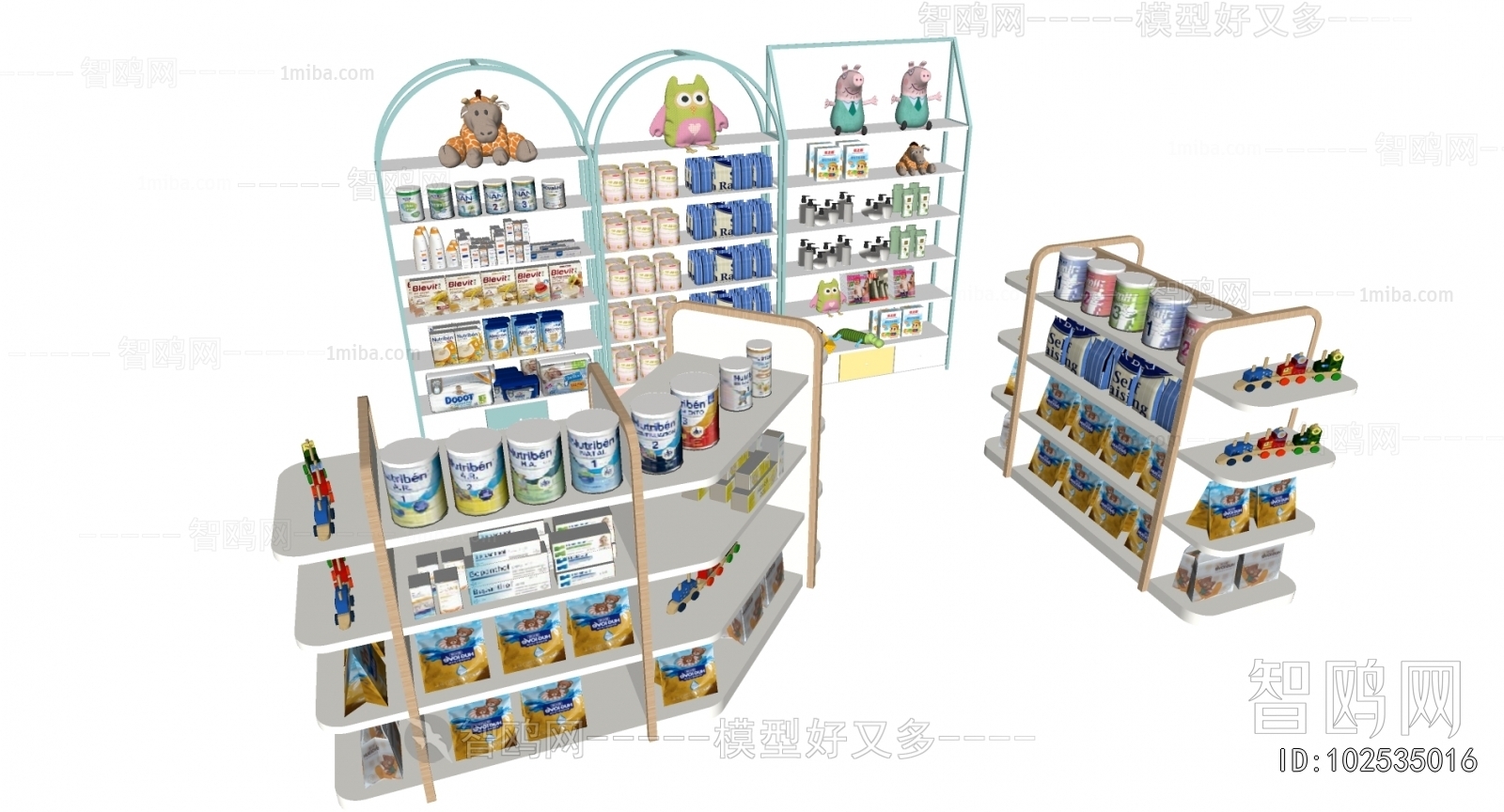 现代母婴商品货架组合