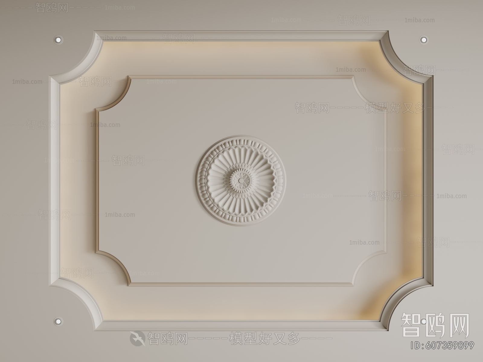 French Style Plaster Carved Top Plate