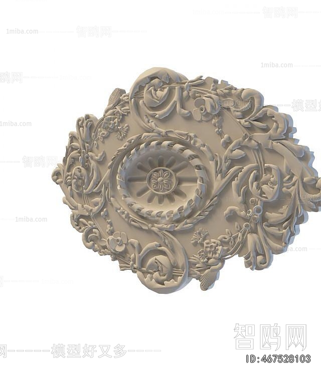 European Style Plaster Carved Top Plate