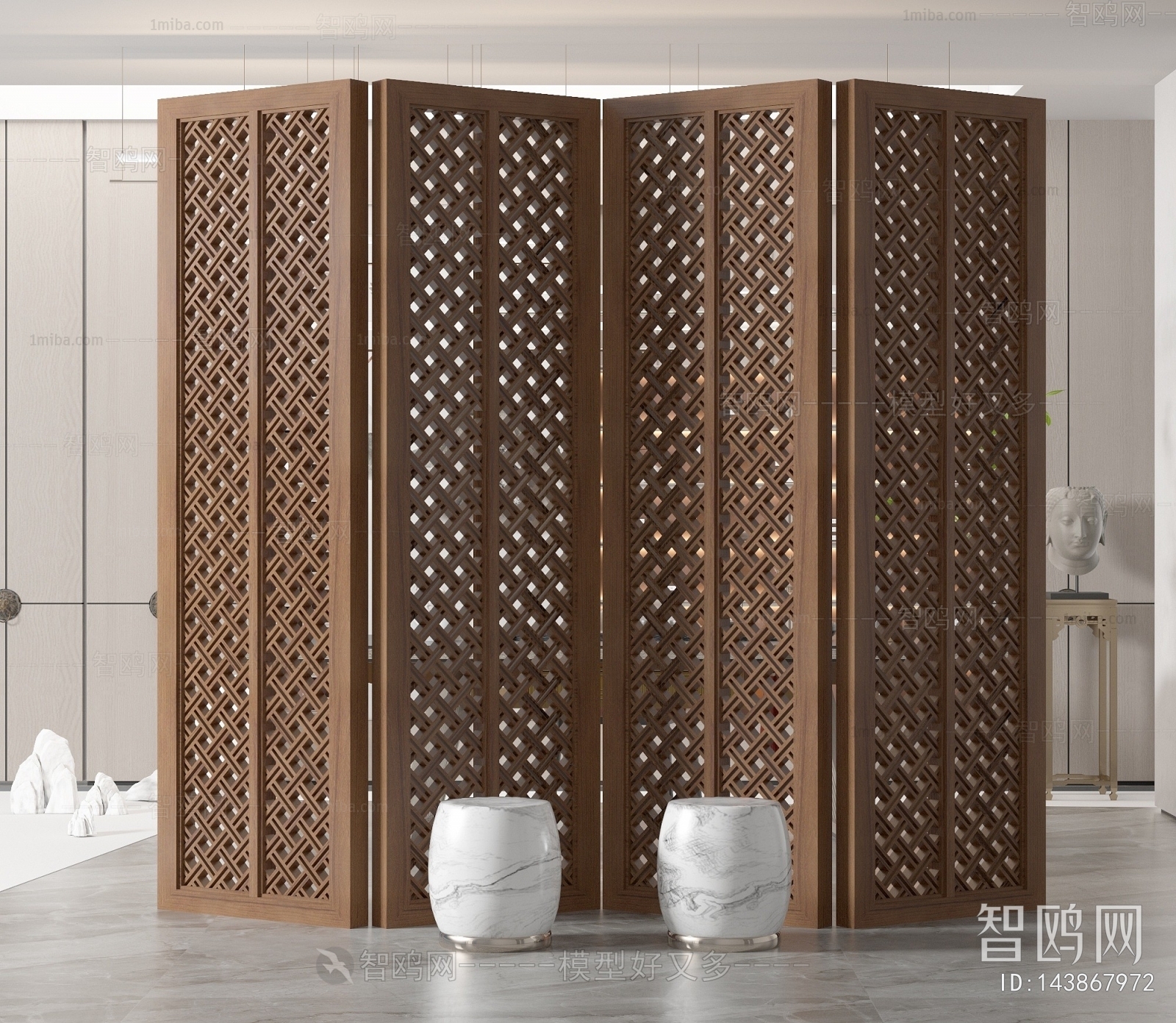 New Chinese Style Wooden Screen Partition