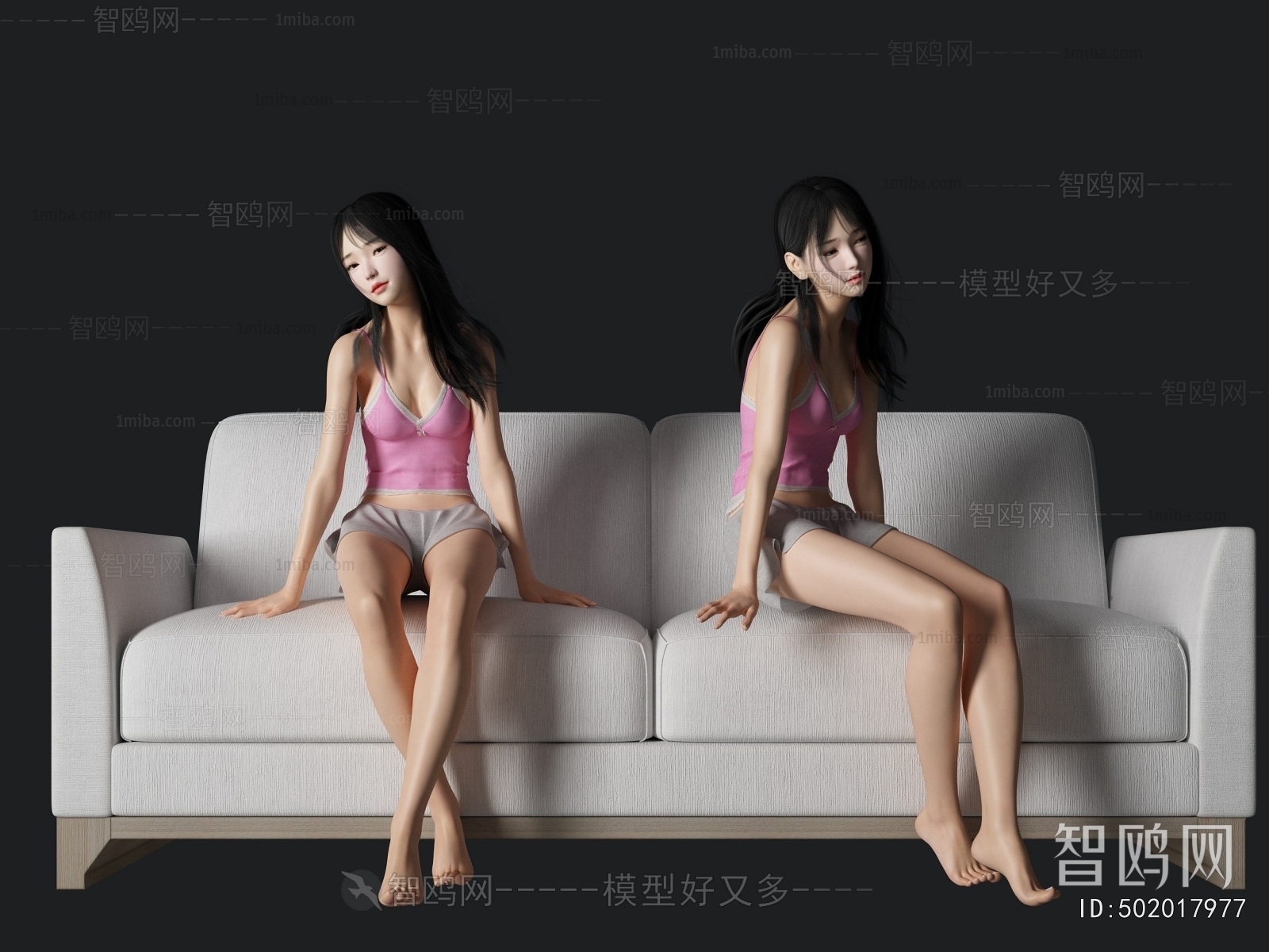 现代坐沙发女人