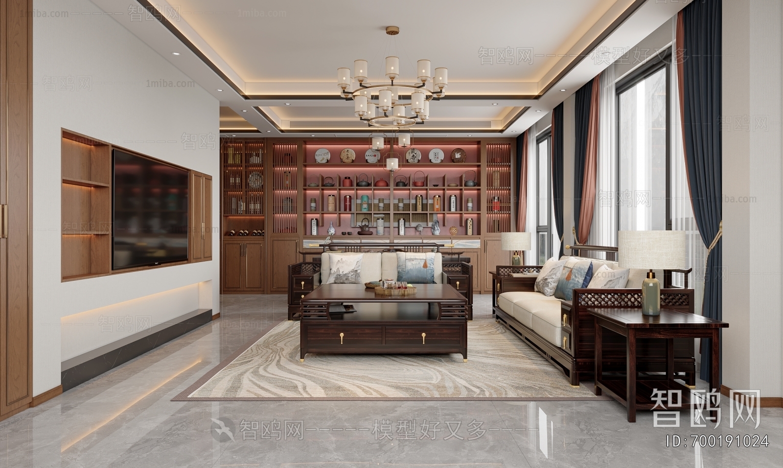 New Chinese Style A Living Room