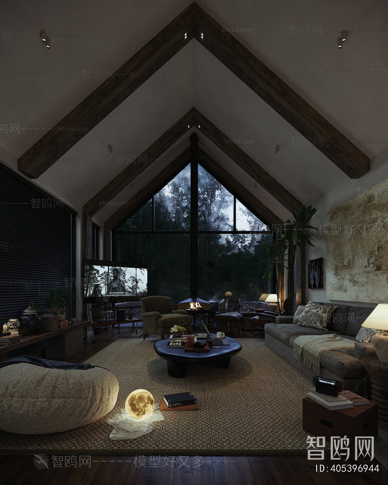 American Style Retro Style A Living Room