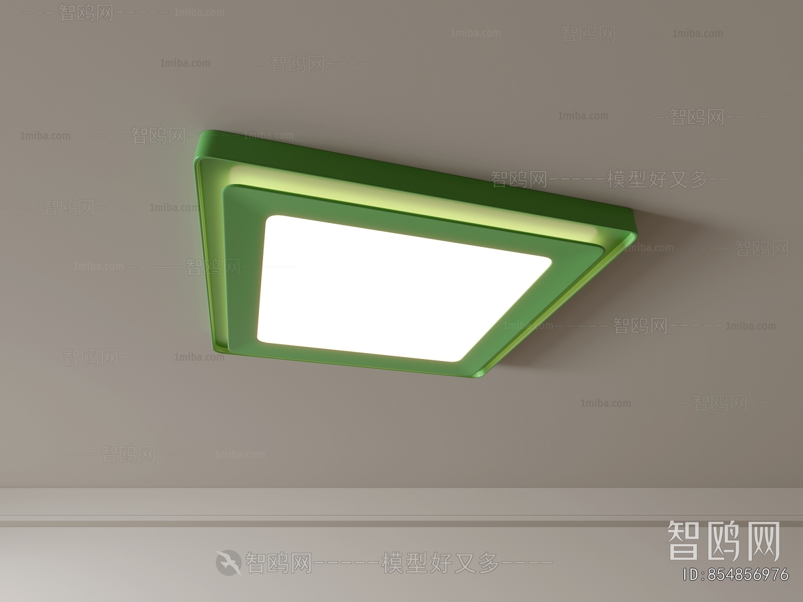 现代绿色方形吸顶灯
