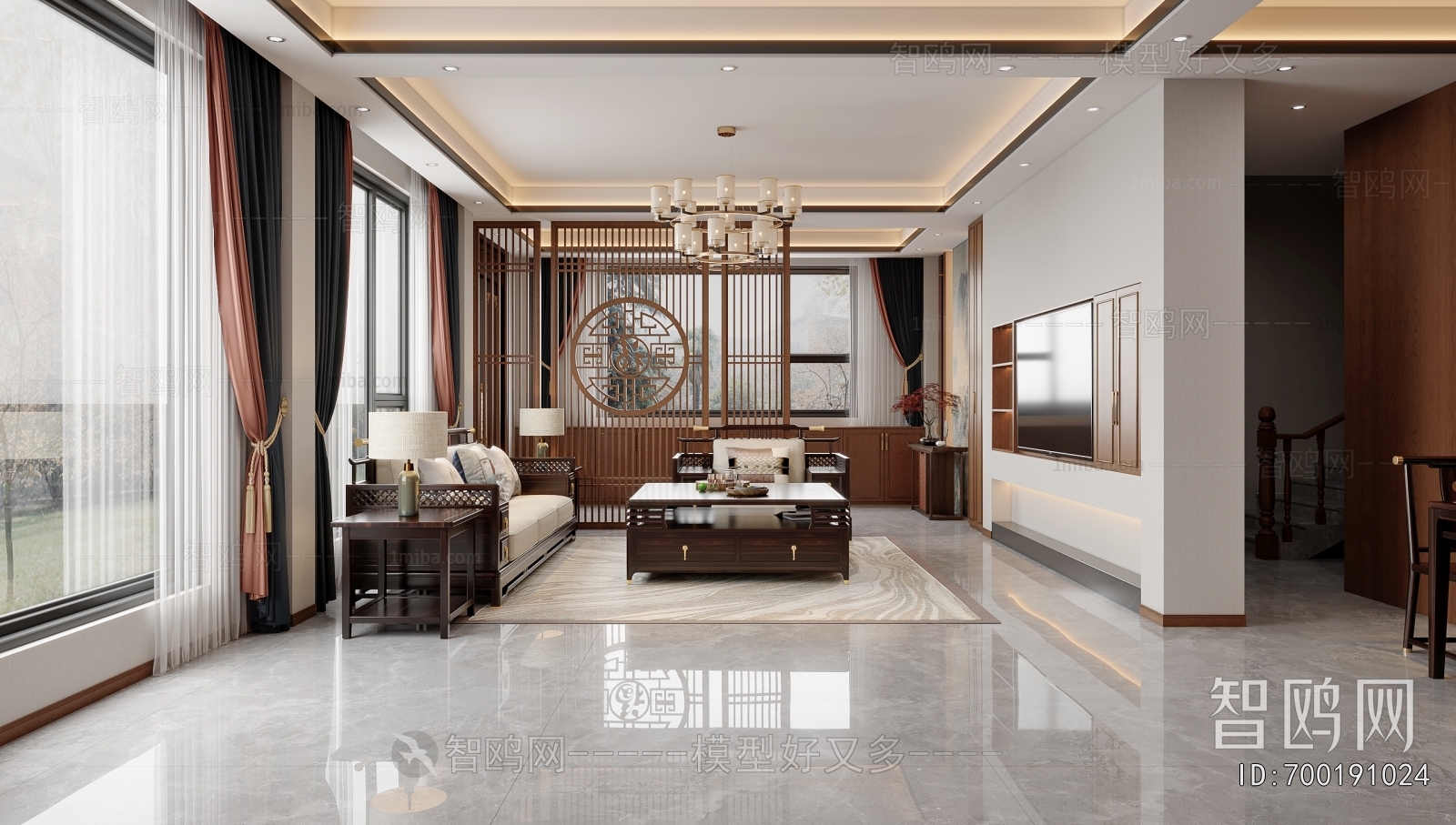 New Chinese Style A Living Room