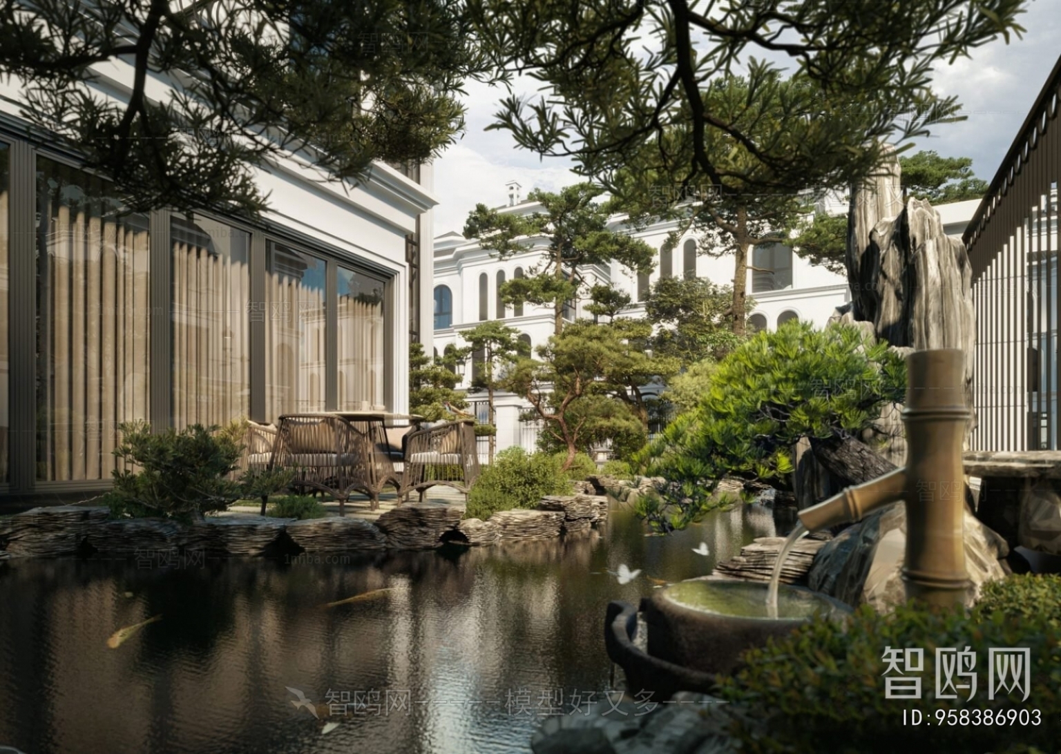 Simple European Style Courtyard/landscape