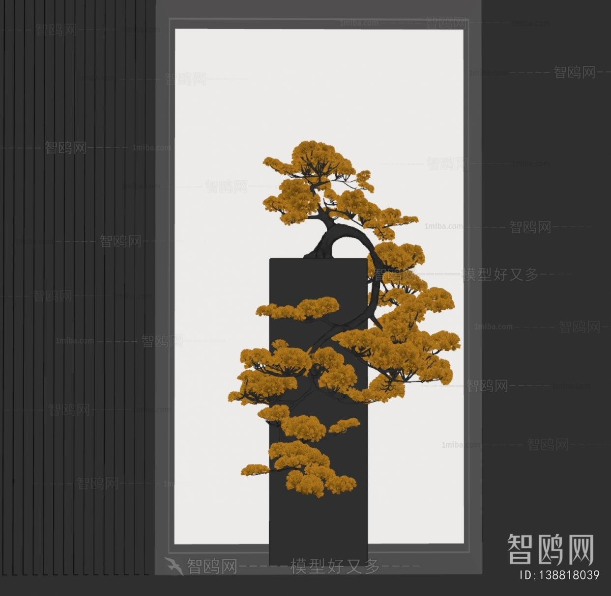 新中式松树雕塑景观摆件