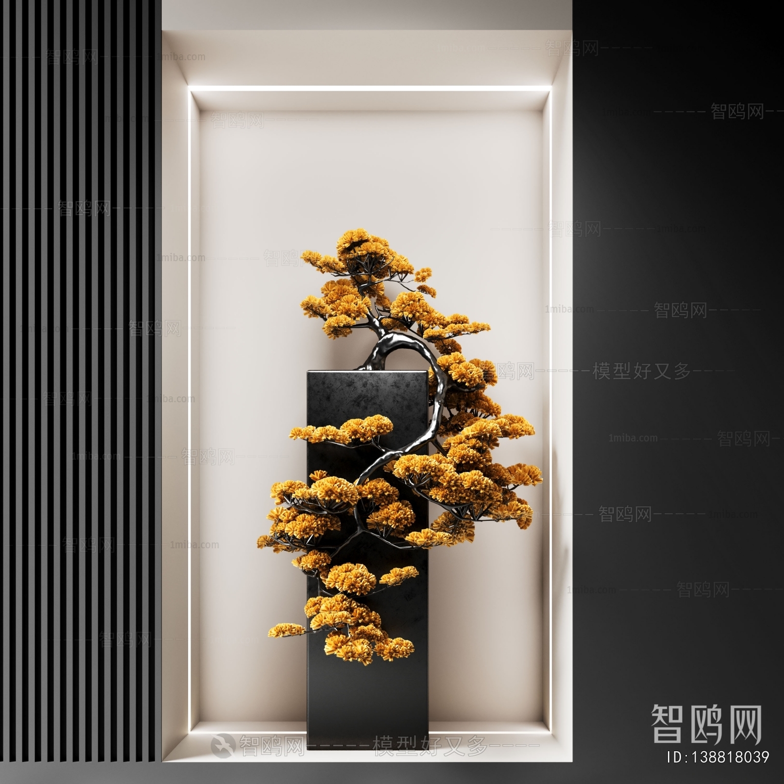 新中式松树雕塑景观摆件