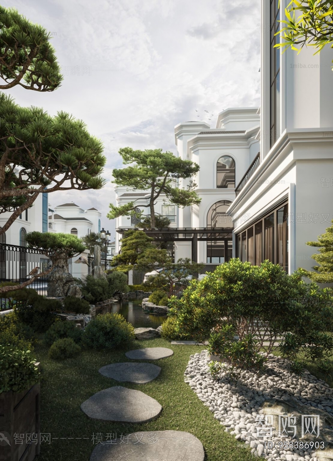 Simple European Style Courtyard/landscape