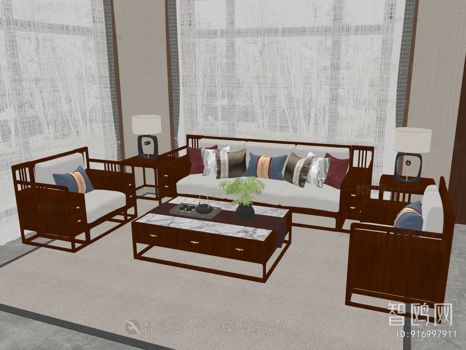 New Chinese Style Sofa Combination