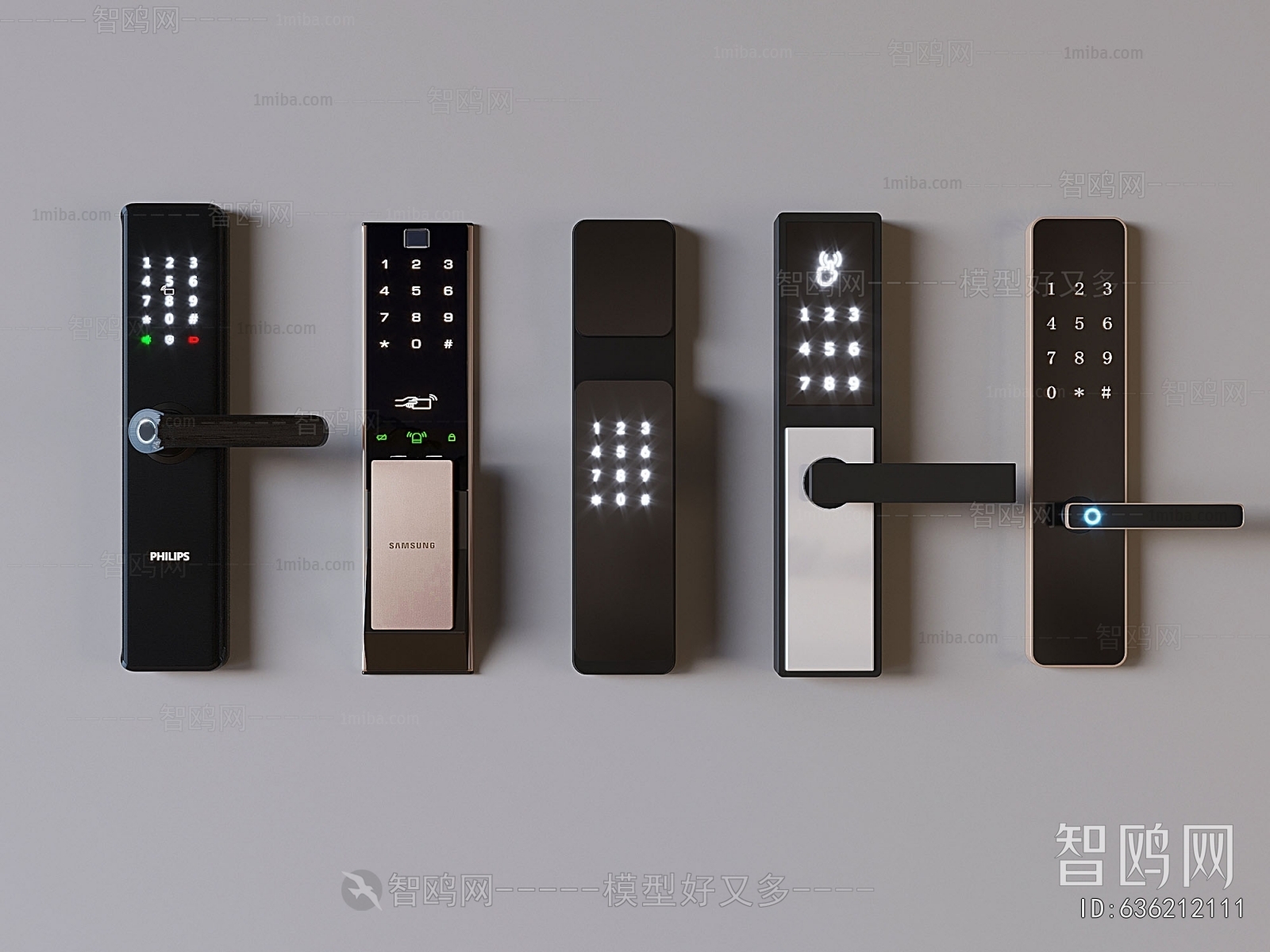 现代智能门锁组合