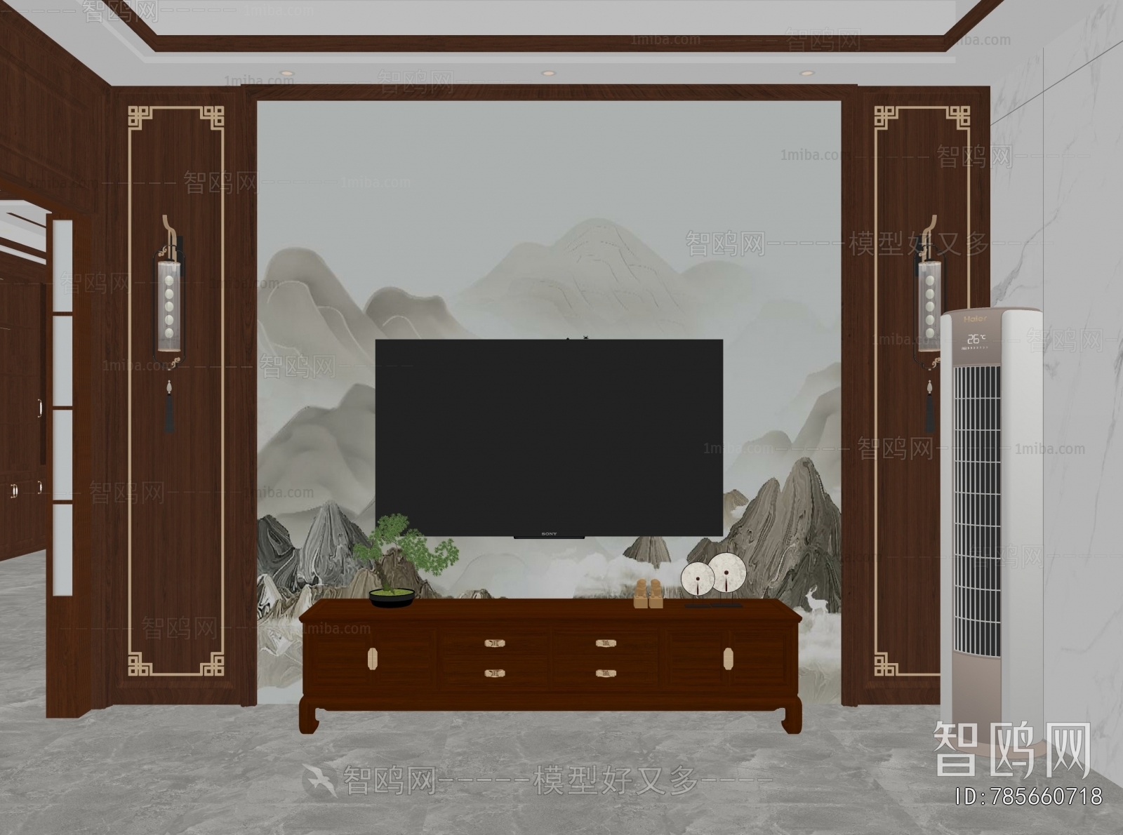 New Chinese Style TV Wall