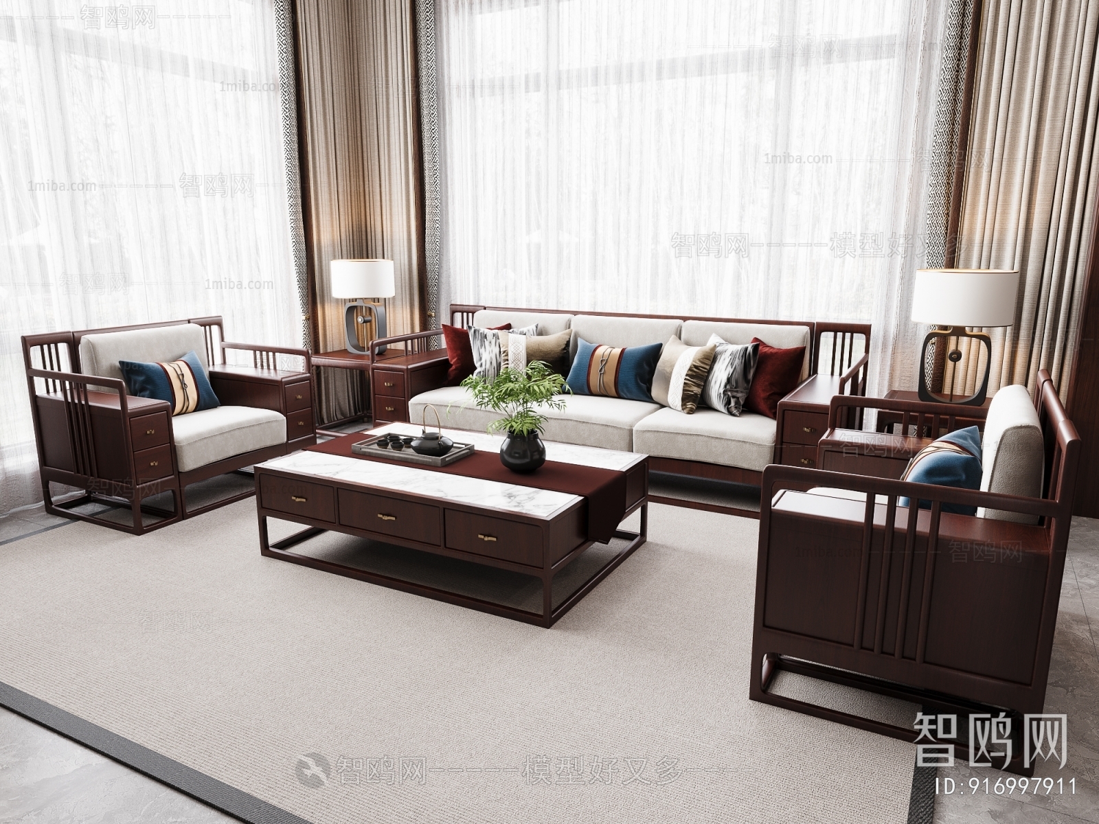 New Chinese Style Sofa Combination