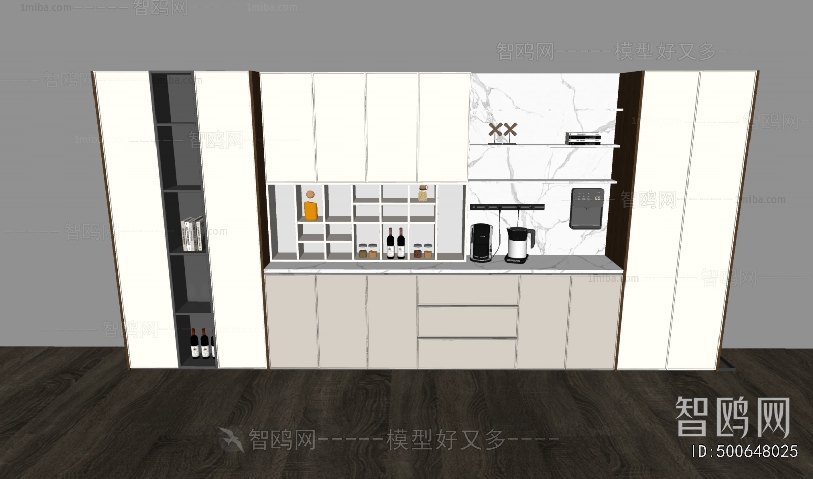 现代奶油风餐边柜